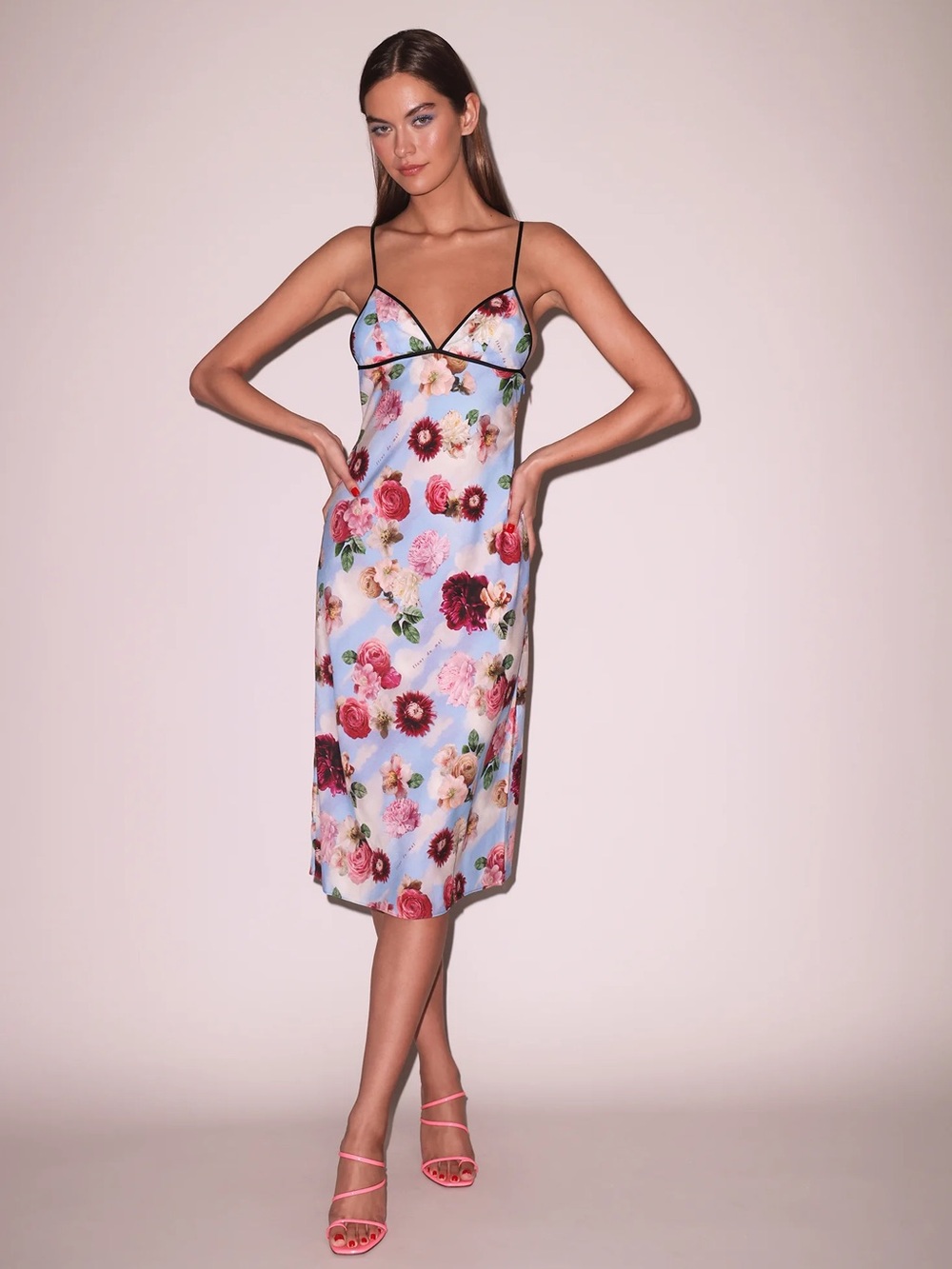 Fleur du Mal Pastel Floral Slip Midi Dress size S-like new condition